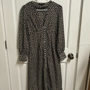 Button up floral print dress